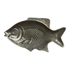 MCM Pewter Fish Shaped Serving Tray Dish Platter 11" Mexico